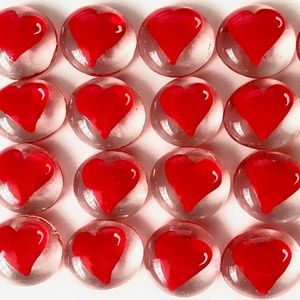 Red Hearts Party Favors Decoration Hand Painted - Table Scatter